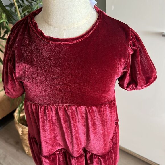 ZARA Kids | Red | TIERED VELVET DRESS - Picture 6 of 8